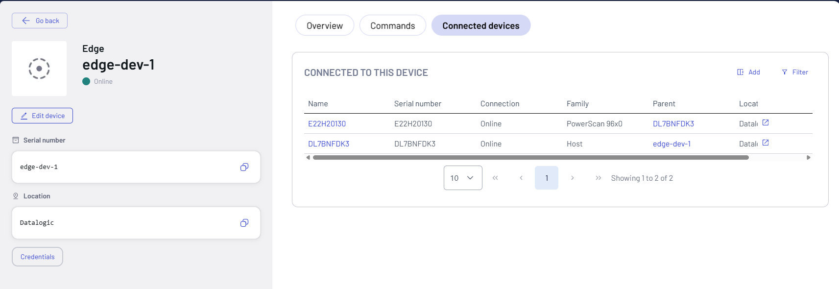 Device Connected Devices Page