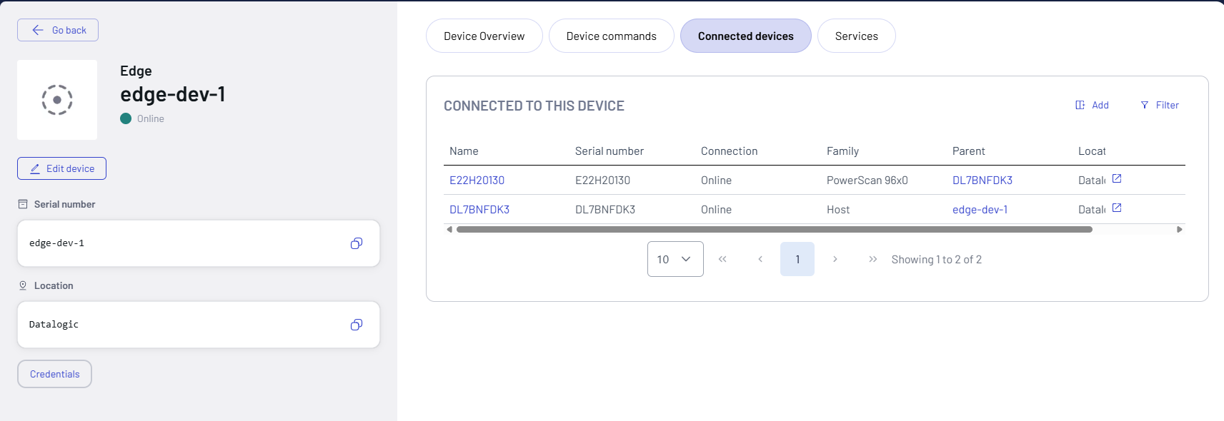 Device Connected Devices Page