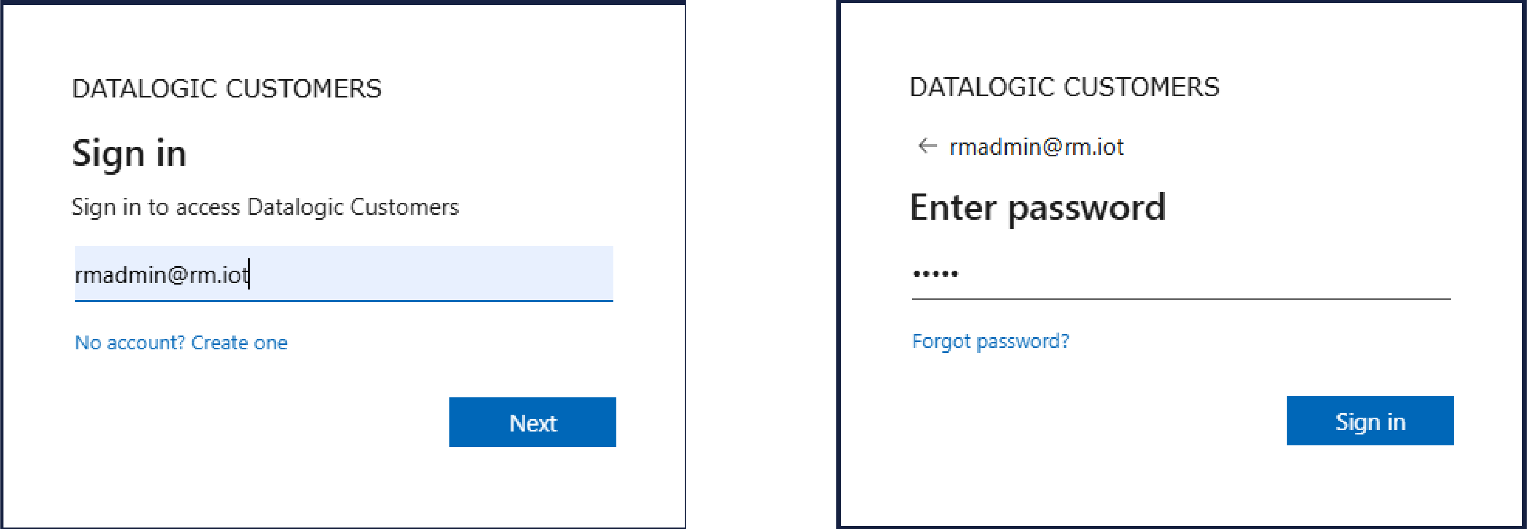 Credentials form with username and password fields