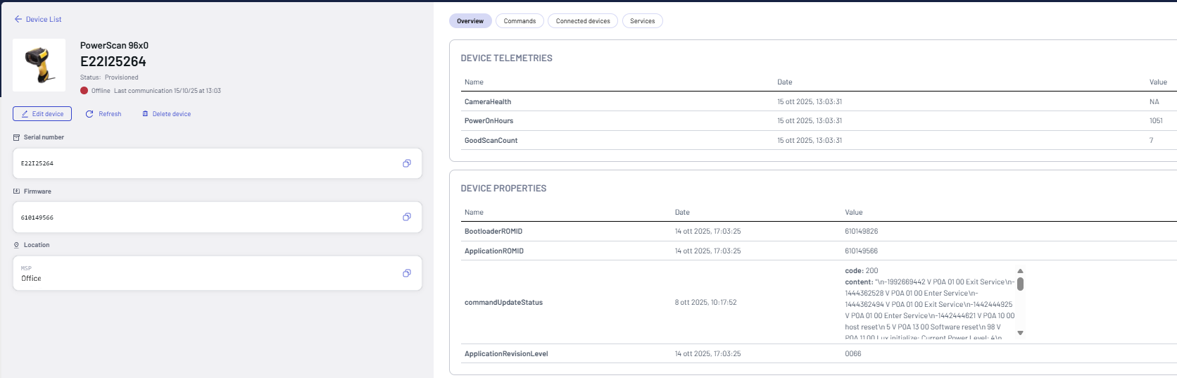 Device Overview Page