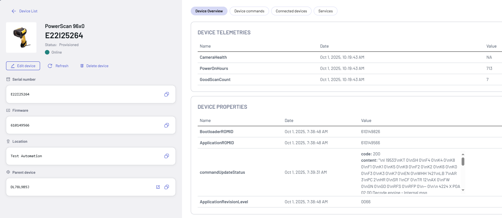 Device Overview Page