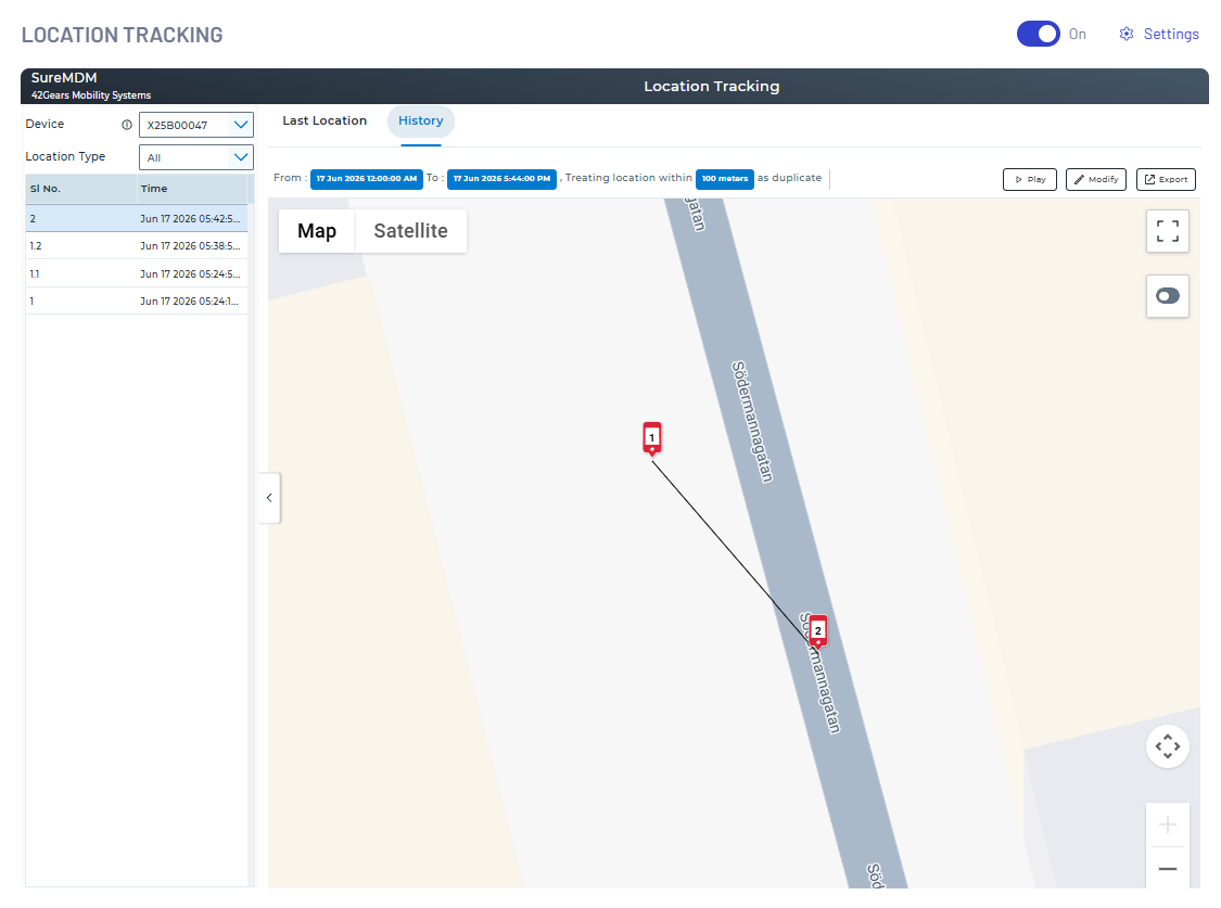 Location Tracking Play Button